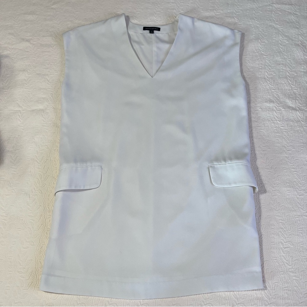 Banana Republic White Pocket Shift Dress Women’s Size S